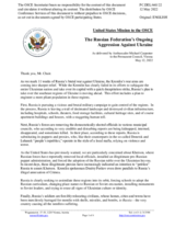 Statement by the Delegation of the United States of America on the Russian Federation’s ongoing aggression against Ukraine