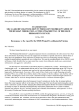 Statement by the Delegation of the Russian Federation in response to the report by the OSCE Project Co-ordinator in Ukraine, Ambassador Henrik Villadsen