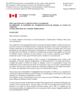 Déclaration de la Délégation Canadienne en réponse au rapport du Coordonnateur de Projet de l’OSCE en Ukraine