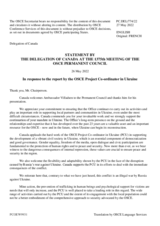 Statement by the Delegation of Canada in response to the report by the OSCE Project Co-ordinator in Ukraine, Ambassador Henrik Villadsen
