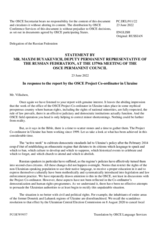 Statement by the Delegation of the Russian Federation in response to the report by the OSCE Project Co-ordinator in Ukraine, Ambassador Henrik Villadsen