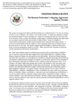Statement by the Delegation of the United States of America on the Russian Federation’s ongoing aggression against Ukraine: intensified attacks on civilians and civilian infrastructure