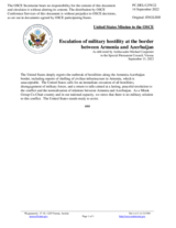 Statement by the Delegation of the United States of America on the escalation of military hostility at the border between Armenia and Azerbaijan