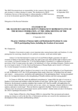 Statement by the Delegation of the Russian Federation on gross violations of human rights and fundamental freedoms by some OSCE participating States, including the freedom of movement