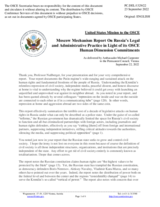 Statement by the Delegation of the United States of America on the Moscow Mechanism invoked by 38 OSCE participating states