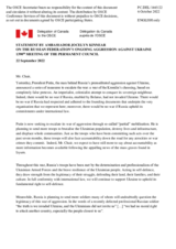 Statement by the Delegation of Canada on the Russian Federation’s ongoing aggression against Ukraine