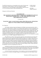 Statement by the Delegation of the Russian Federation on the disregard by the Western alliance of OSCE participating States and its proxies in Ukraine of the right of peoples for self-determination and on ongoing crimes by the Kiev regime
