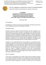 Statement by the Delegation of Armenia in response to the report by the Co-ordinator of OSCE Economic and Environmental Activities, Ambassador Igli Hasani