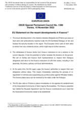  Statement by the Czech EU Presidency on recent developments in Kosovo