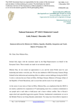 Statement by H.E. Roderic O’Gorman, Minister for Children, Equality, Disability, Integration, and Youth