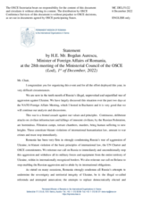Statement by H.E. Bogdan Aurescu, Minister of Foreign Affairs