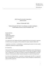 Statement by the FSC Chair’s Co-ordinator on matters relating to United Nations Security Council Resolution 1325 (Germany) on the high-level security dialogue "Full, equal and meaningful participation of women demystified"