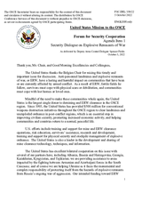 Statement by the Delegation of the United States of America on "Explosive hazards in the OSCE region: 'The Iron Harvest'"