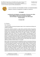 Statement by the Delegation of Armenia on "Explosive hazards in the OSCE region: 'The Iron Harvest'"