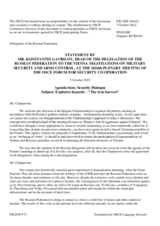 Statement by the Delegation of the Russian Federation on "Explosive hazards in the OSCE region: 'The Iron Harvest'"