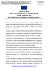 Statement by the Czech EU Presidency on "Armed Forces and Environment"