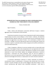 Intervento dell’Italia alla riunione del Foro di cooperazione per la sicurezza sul tema "Forze armate e tutela dell’ambiente"