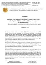 Statement by the Delegation of Armenia on "International Humanitarian Law in the OSCE Region"