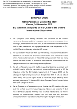 Statement by the Czech EU Presidency in response to the address by the Co-Chairs of the Geneva International Discussions