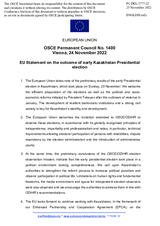 Statement by the Czech EU Presidency on the results of the early presidential election in Kazakhstan, held on 20 November 2022