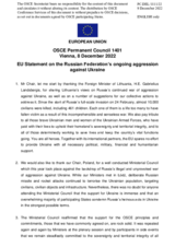 Statement by the Czech EU Presidency in response to the address by the Minister of Foreign Affairs of Lithuania, H.E. Mr. Gabrielius Landsbergis, and on the Russian Federation’s ongoing aggression against Ukraine