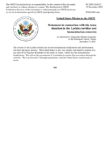 Statement by the Delegation of the United States of America on developments around the Lachin corridor and humanitarian concerns