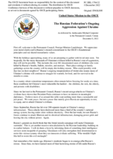 Statement by the Delegation of the United States of America in response to the address by the Minister of Foreign Affairs of Lithuania, H.E. Mr. Gabrielius Landsbergis, and on the Russian Federation’s ongoing aggression against Ukraine