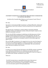Statement by the Delegation of Norway in response to the report by the High Commissioner on National Minorities, Ambassador Kairat Abdrakhmanov