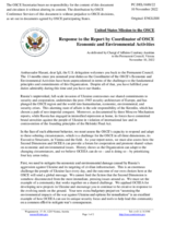 Statement by the Delegation of the United States of America in response to the report by the Co-ordinator of OSCE Economic and Environmental Activities, Ambassador Igli Hasani