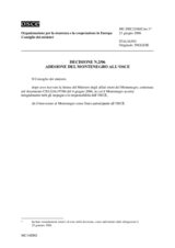 Decisione No. 2/06 sull’adesione del Montenegro all’OSCE 
