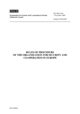 OSCE Ministerial Council, Document No. 1/06, Rules of Procedure of the Organization for Security and Co-operation in Europe