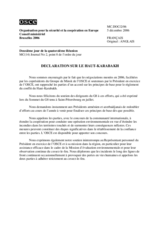 OSCE Ministerial Council, Document No. 2/06, Statement on Nagorno-Karabakh