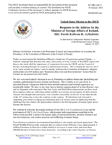 Statement by the Delegation of the United States of America in response to the address by the Chair of the Committee of Ministers of the Council of Europe, Minister for Foreign Affairs of Iceland, H.E. Ms. Thórdís Kolbrún Reykfjörd Gylfadóttir