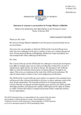 Statement by the Delegation of Norway in response to the address by the Chair of the Committee of Ministers of the Council of Europe, Minister for Foreign Affairs of Iceland, H.E. Ms. Thórdís Kolbrún Reykfjörd Gylfadóttir