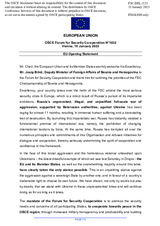 Statement by the Swedish EU Presidency in response to the opening statement by H.E. Mr. Josip Brkić, Deputy Minister of Foreign Affairs of Bosnia and Herzegovina