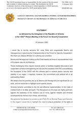 Statement by the Delegation of Armenia in response to the opening statement by H.E. Mr. Josip Brkić, Deputy Minister of Foreign Affairs of Bosnia and Herzegovina