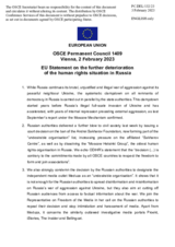 Statement by the Swedish EU Presidency on the further deterioration of the human rights situation in Russia