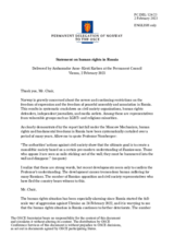 Statement by the Delegation of Norway on the further deterioration of the human rights situation in Russia