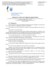 Statement by the Delegation of Ukraine on the Russian Federation’s ongoing aggression against Ukraine
