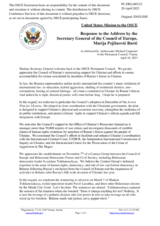 Statement by the Delegation of the United States of America in response to the address by the Secretary General of the Council of Europe, Ms. Marija Pejčinović Burić