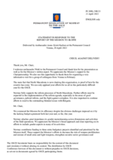 Statement by the Delegation of Norway in response to the report by the Head of the OSCE Mission to Skopje, Ambassador Kilian Wahl