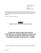 GUIDE DES MEILLEURES PRATIQUES CONCERNANT LES PROCÉDURES NATIONALES DE GESTION ET DE SÉCURITÉ DES STOCKS D’ARMES LÉGÈRES ET DE PETIT CALIBRE