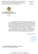 Response by the Delegation of Kazakhstan to the Questionnaire on the Code of Conduct on Politico-Military Aspects of Security