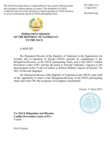 Response by the Delegation of Tajikistan to the Questionnaire on the Code of Conduct on Politico-Military Aspects of Security