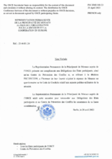 Response by the Delegation of Monaco to the Questionnaire on the Code of Conduct on Politico-Military Aspects of Security