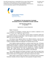 Statement by the Delegation of Ukraine on the Russian war of aggression against Ukraine