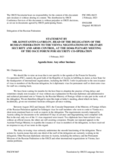 Statement by the Delegation of the Russian Federation on the issuance of visas by Austria to Russian diplomats and administrative and technical personnel