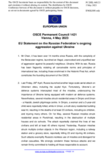 Statement by the Swedish EU Presidency on the Russian Federation’s ongoing aggression against Ukraine