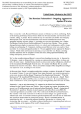 Statement by the Delegation of the United States of America on the Russian Federation’s ongoing aggression against Ukraine