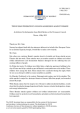 Statement by the Delegation of Norway on the Russian Federation’s ongoing aggression against Ukraine